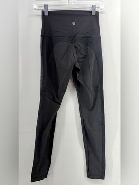 Lululemon Women's Black Mesh Stripe Side Ankle Legging Size 4